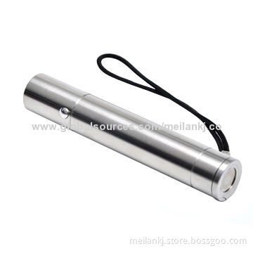 Waterproof LED torch, all stainless steel, can aid by hitting the glass window, 2600mAh power bank